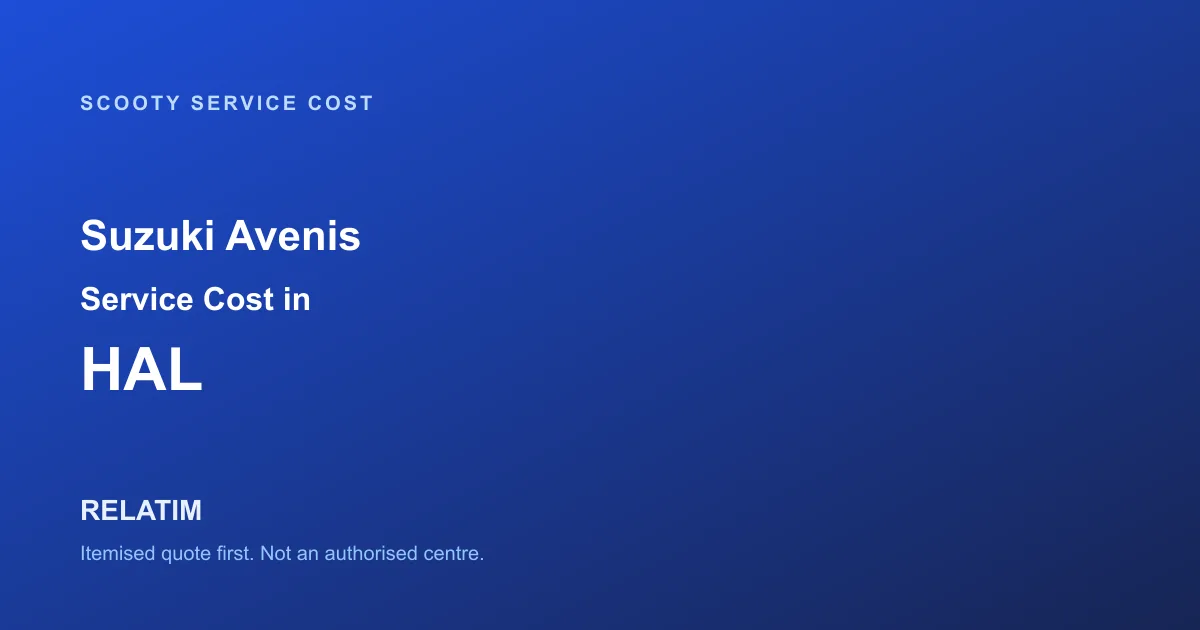 Suzuki Avenis Service Cost in HAL, Bangalore
